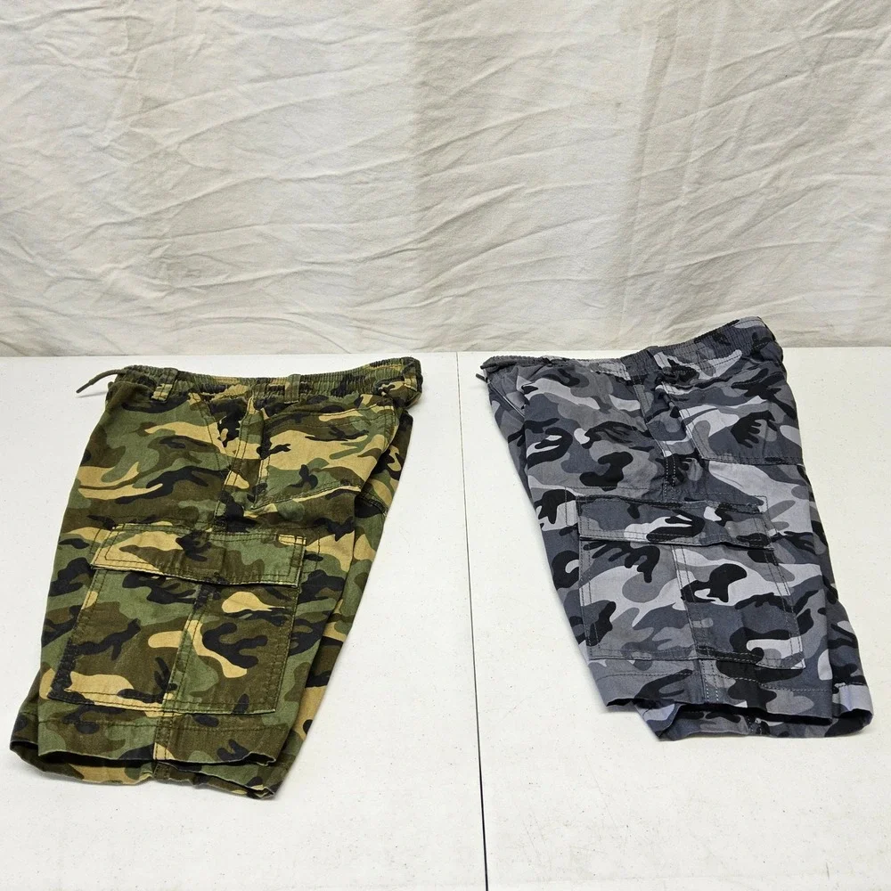 The Children's Place Cargo Shorts Kids‎ Size 10 Green Gray Camo 2-Pack Utility